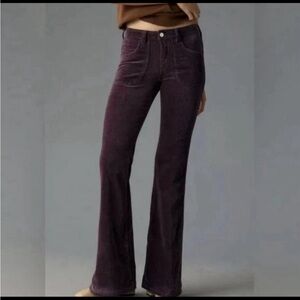 Pilcro Anthropologie Icon Flare Corduroy Pants Womens Size 33 Purple Retro